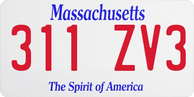 MA license plate 311ZV3