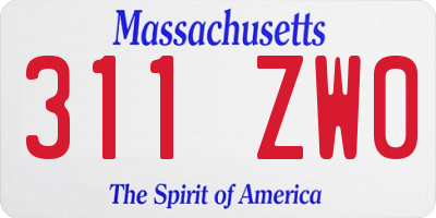 MA license plate 311ZW0