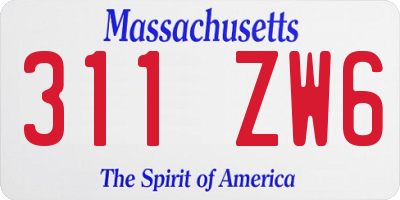 MA license plate 311ZW6