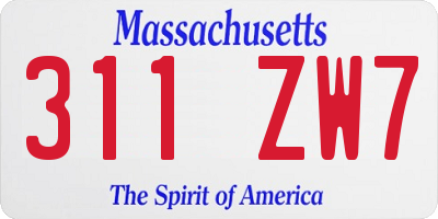 MA license plate 311ZW7