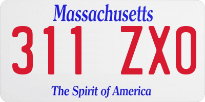 MA license plate 311ZX0
