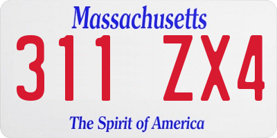 MA license plate 311ZX4