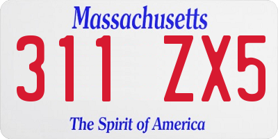 MA license plate 311ZX5