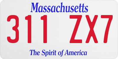 MA license plate 311ZX7
