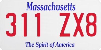 MA license plate 311ZX8