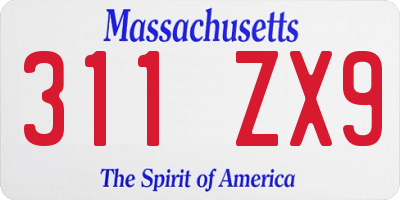 MA license plate 311ZX9