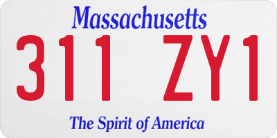 MA license plate 311ZY1