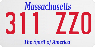 MA license plate 311ZZ0