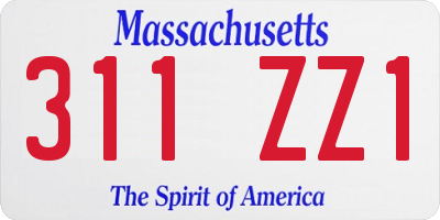 MA license plate 311ZZ1