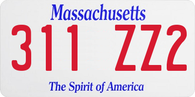 MA license plate 311ZZ2