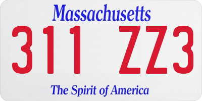 MA license plate 311ZZ3