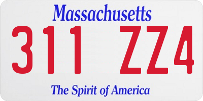 MA license plate 311ZZ4