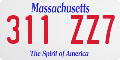 MA license plate 311ZZ7