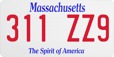 MA license plate 311ZZ9