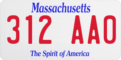 MA license plate 312AA0