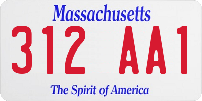 MA license plate 312AA1