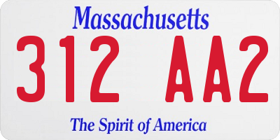 MA license plate 312AA2