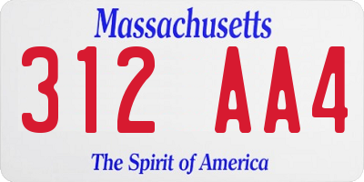 MA license plate 312AA4