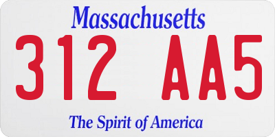 MA license plate 312AA5