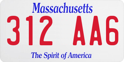 MA license plate 312AA6