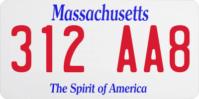 MA license plate 312AA8