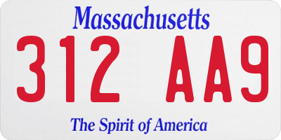 MA license plate 312AA9