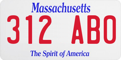 MA license plate 312AB0