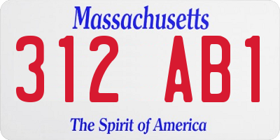 MA license plate 312AB1