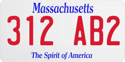 MA license plate 312AB2