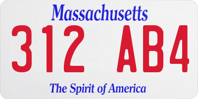 MA license plate 312AB4