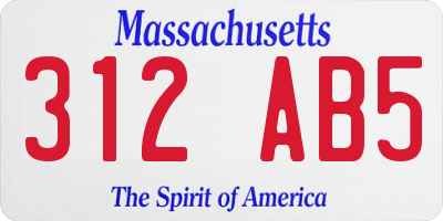 MA license plate 312AB5