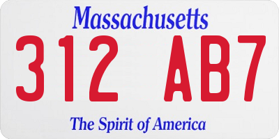 MA license plate 312AB7