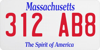 MA license plate 312AB8