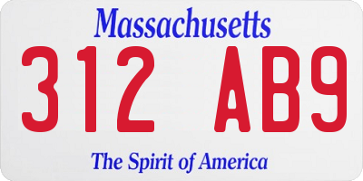 MA license plate 312AB9
