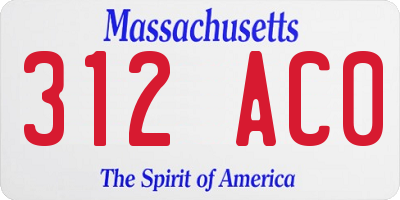 MA license plate 312AC0