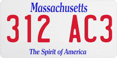 MA license plate 312AC3