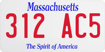 MA license plate 312AC5