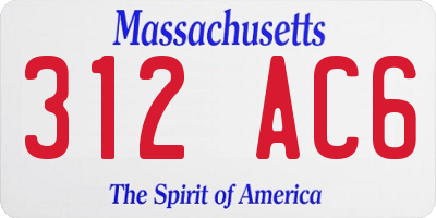 MA license plate 312AC6