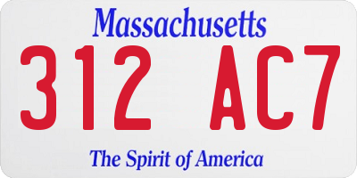 MA license plate 312AC7