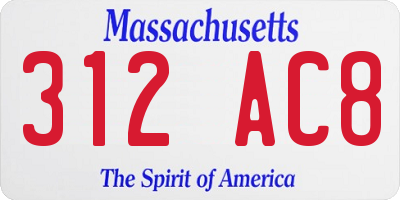 MA license plate 312AC8