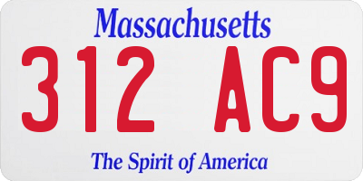 MA license plate 312AC9