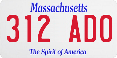 MA license plate 312AD0