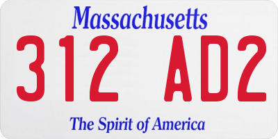 MA license plate 312AD2