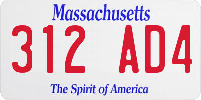 MA license plate 312AD4