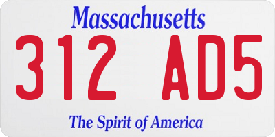 MA license plate 312AD5