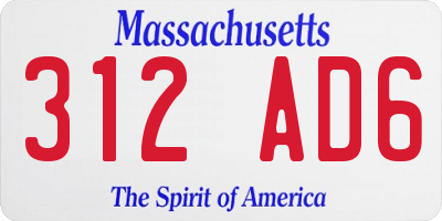 MA license plate 312AD6