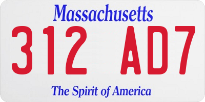 MA license plate 312AD7