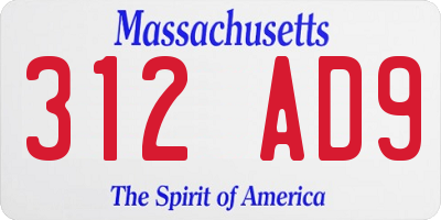 MA license plate 312AD9