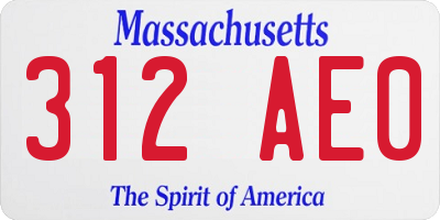 MA license plate 312AE0