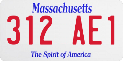 MA license plate 312AE1